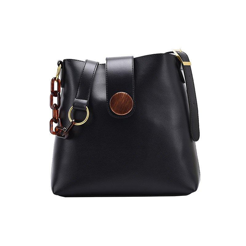 

Women Shoulder Bag For 2021 Fashion Ladies Crossbody Bag Luxury New Designer Artificial Leather Bucket Simple Solid Color, Black