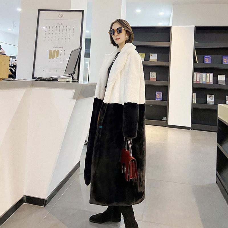 

New Winter Faux Fur Coat Women Fashion Plus Size Loose Sheep Shearing Stitch Jackets Faux Wool Fur Thick Warm Long Coat T420, Style 8