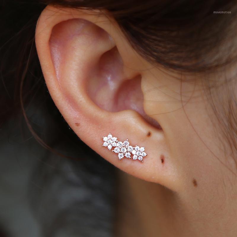 

3 flower classic stacked silver dainty cute elegant earrings 925 fine silver jewelry for women lady simple gold earrings drop1