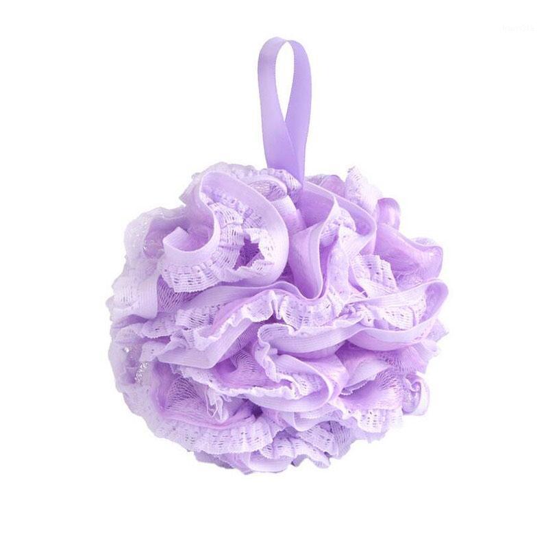 

100pcs/lot Fashion Lace Mesh Pouf Sponge Bathing Spa Handle Body Shower Scrubber Ball Colorful Bath Brushes Sponges ZA39491