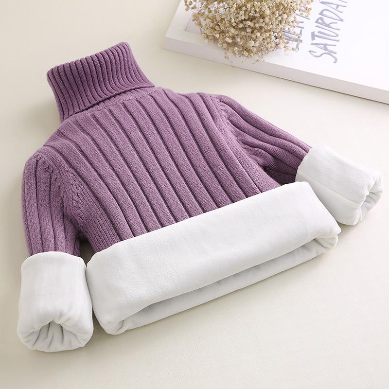 

Fashion Knitting Baby Girls Spring Winter Warm High Neck Sweater Long Sleeve Plus Velvet Formal Soft Party Kids High Quality, Pant