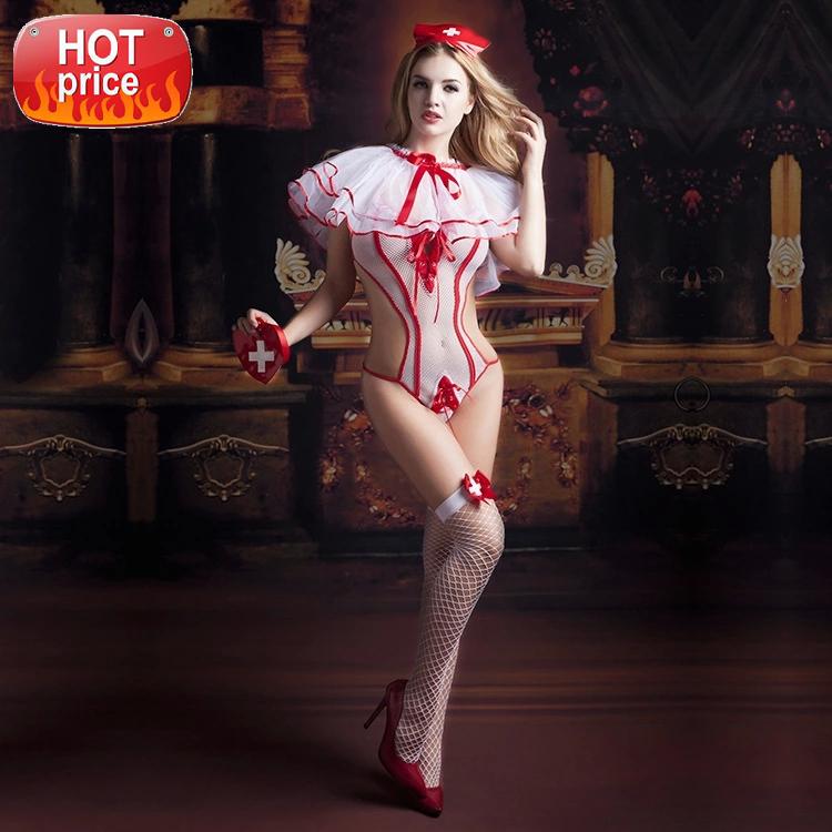 

New 2020 Stripper Clothes Sexy Lingerie Set Ladies Exotic Wear Anime Perspective Halloween Women Sexy Lace Hollow Out Bodysuit #Io3a, Black;white