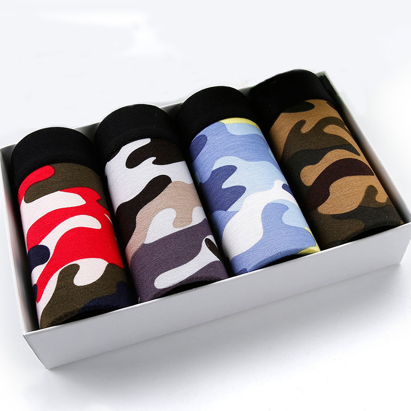 

Panties Mens 4Pcs\lot Male Modal Men's Underwear Boxers Breathable Print Flexible Shorts Boxer Plus Size Underpants X1116, As shown