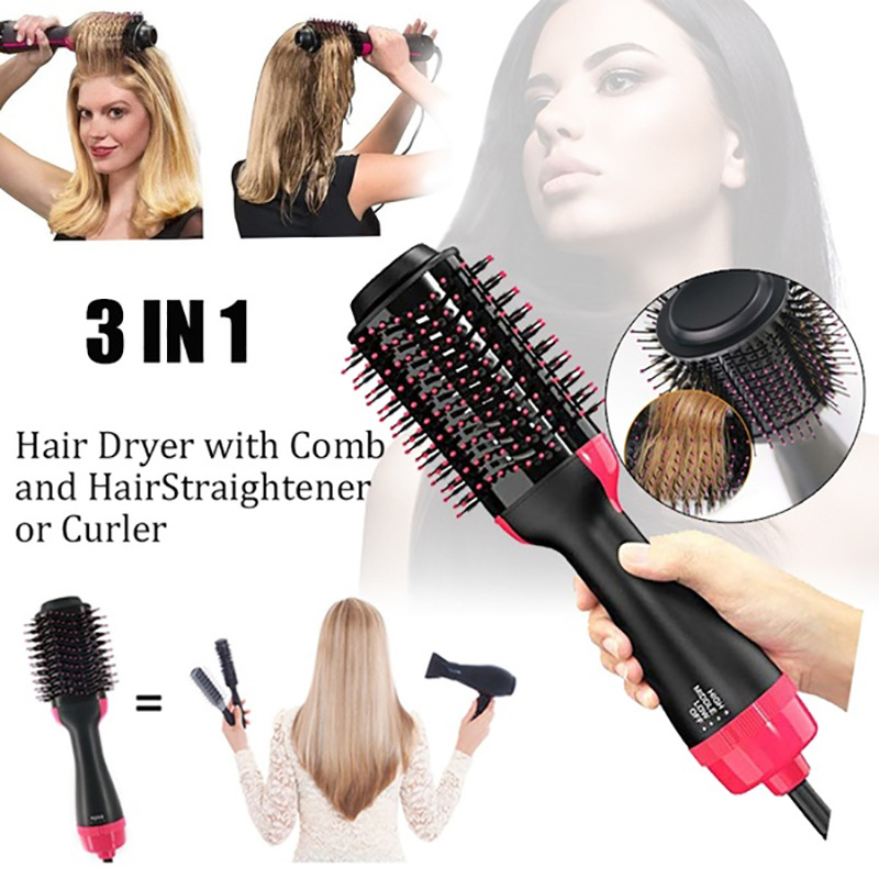 

NEW One Step Hair Dryer Brush and Volumizer Blow straightener and curler salon 3 in 1 roller Electric Hot Air Curling Iron comb