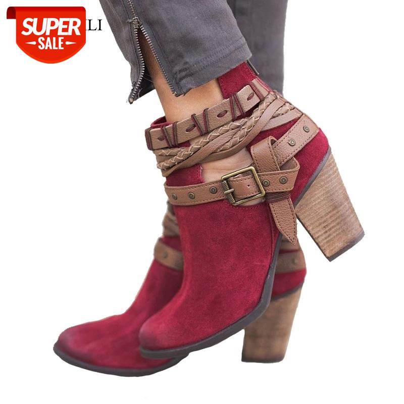 

COOTELILI Plus Size High Heels Red Shoes Woman Suede Leather Ankle Boots For Women Rivet Ladies Boots Cool Wedge Pumps 34-43 #0C96, White