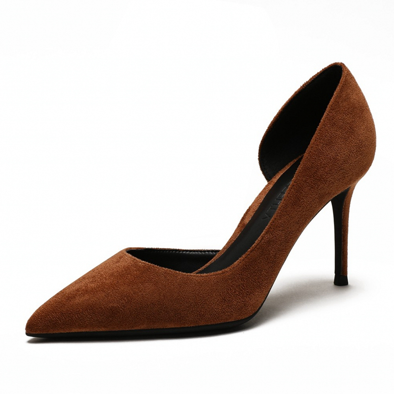 

Sexy 6cm/8cm/10cm high-toe toe pumps pointed leather suede dororsay Leap shoes for female single blue ladies m0045 68BX, 6cm heel pumps.