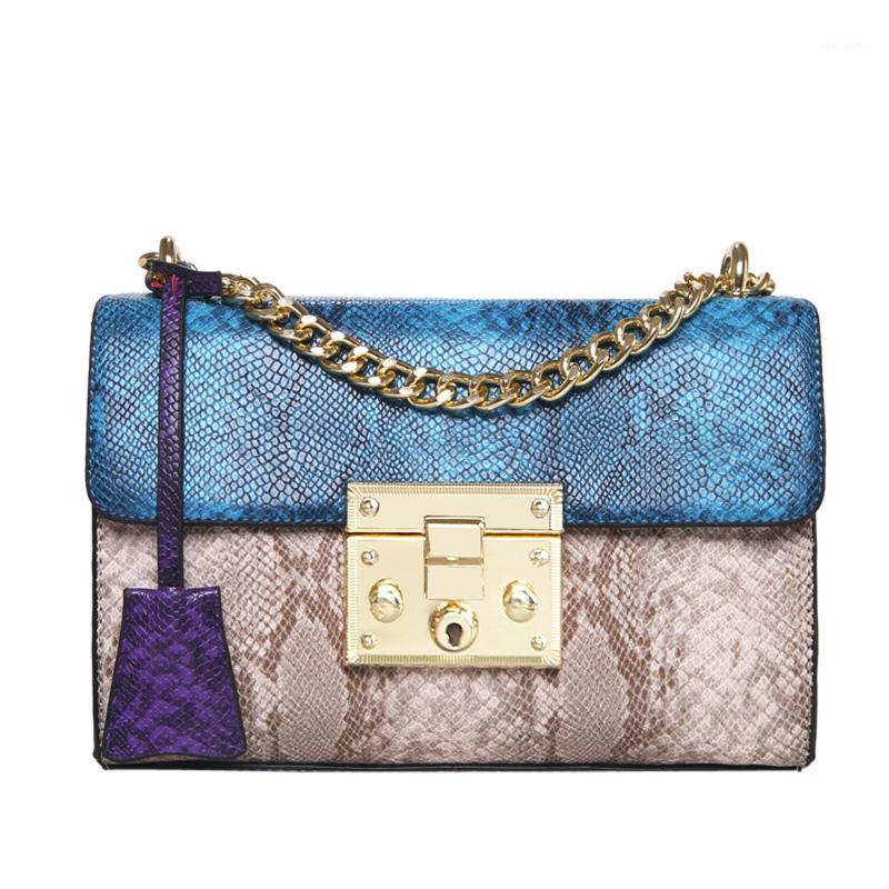 

Fashion women's Shoulder bags handbags women bags Snakeskin Pattern Flap Bag Crossbody Shoulder for women1, Blue