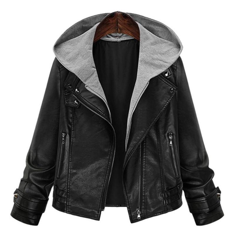

Gothic women's leather jacket jacket women's hoodie winter autumn black motorcycle faux leather coat