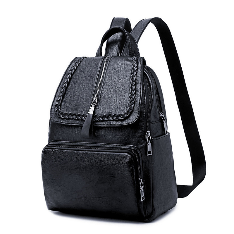 

2019 new female genuine casual leather day school packs of girl rucksack retro bag c755, Brown