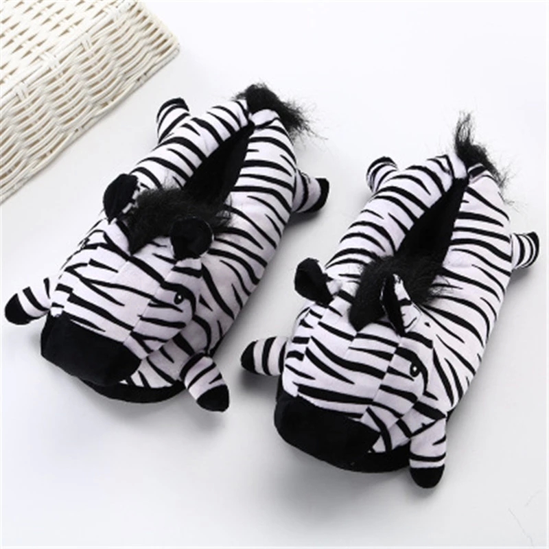 

COOTELILI Animal Cartoon Cotton Shoes Slippers Winter Shoes Unicorn Slippers Women Home Zebra  35-43 #Jr37, Beige