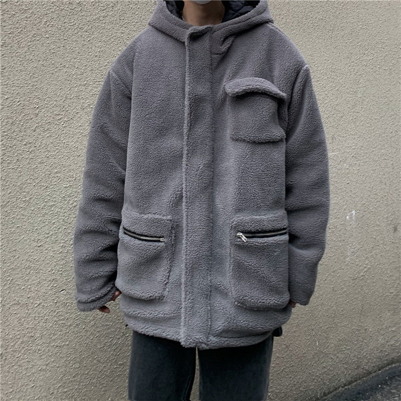 

Autumn New 2021 Work Clothes Cotton-quilted Clothing Male Youth LFJZ, Gray.