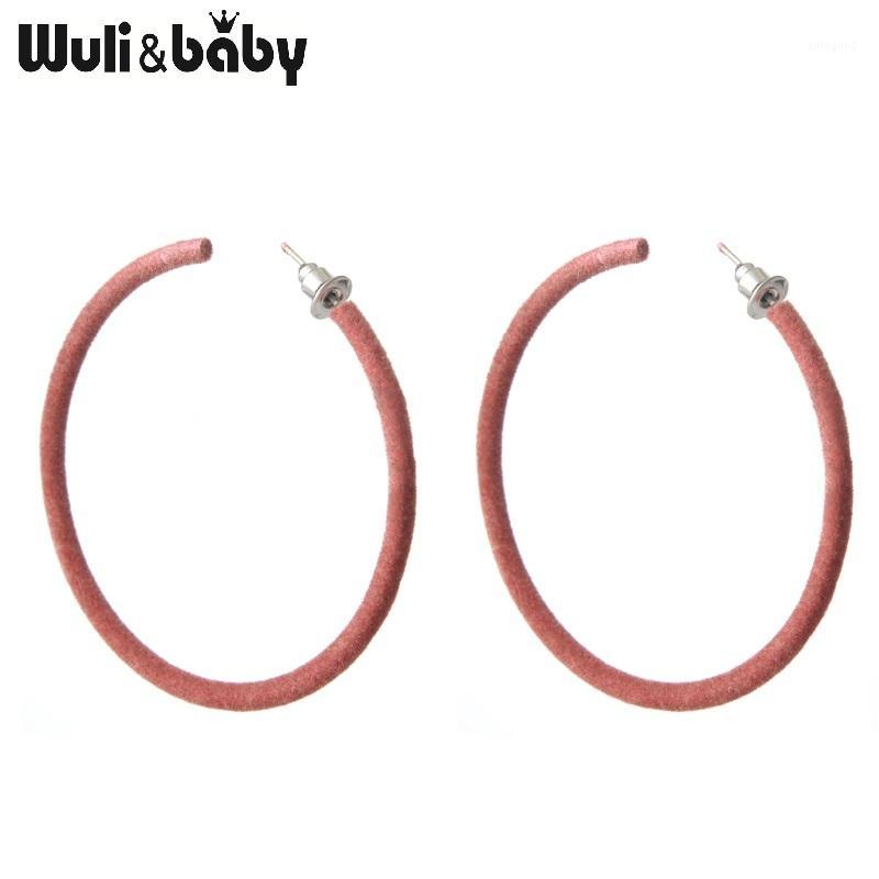 

Hoop & Huggie Wuli&baby Red Yellow Blue Flocking Women Fashion Round Earrings1