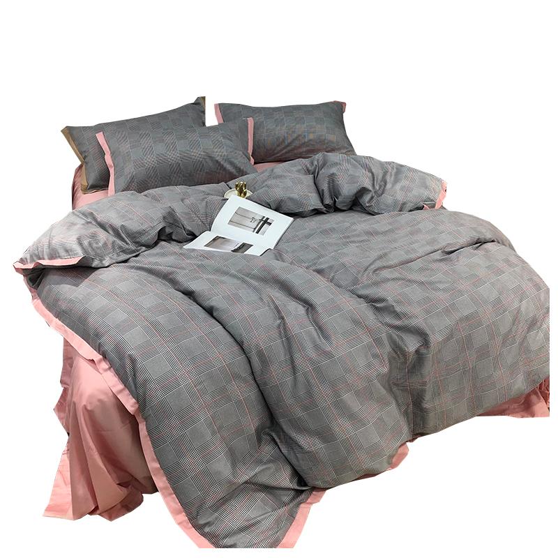 

9 Colors Solid Color 100% Washed Cotton Bedding Sets Soft  Cover Queen Cover Birds With Size King Quilt Pillowcase Duvet