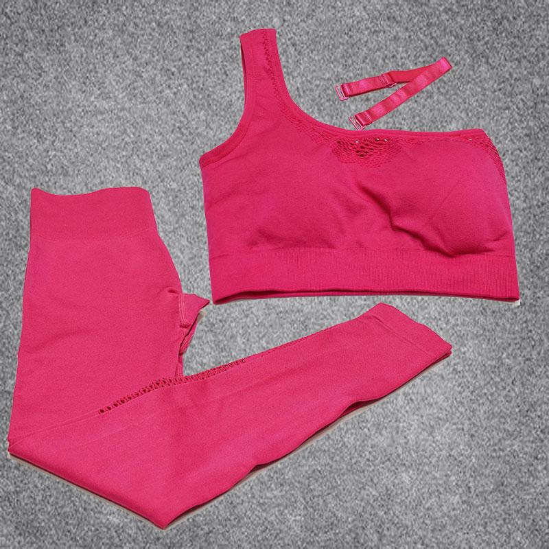 

2 Piece Set Sports Suits Women Yoga Set Workout Gym Clothing Knitted Mesh Sport Bra Peach Hip Leggings Sport Wear Fitness Suit, Black