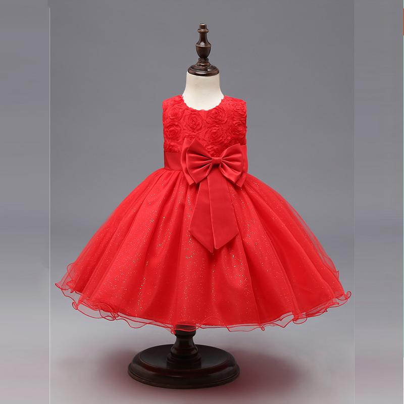 

Baby Christmas Dress Girl Sleeveless Red New Year Costume Toddler Girls Baptism Dress Newborn Flower Petals Infant Clothing