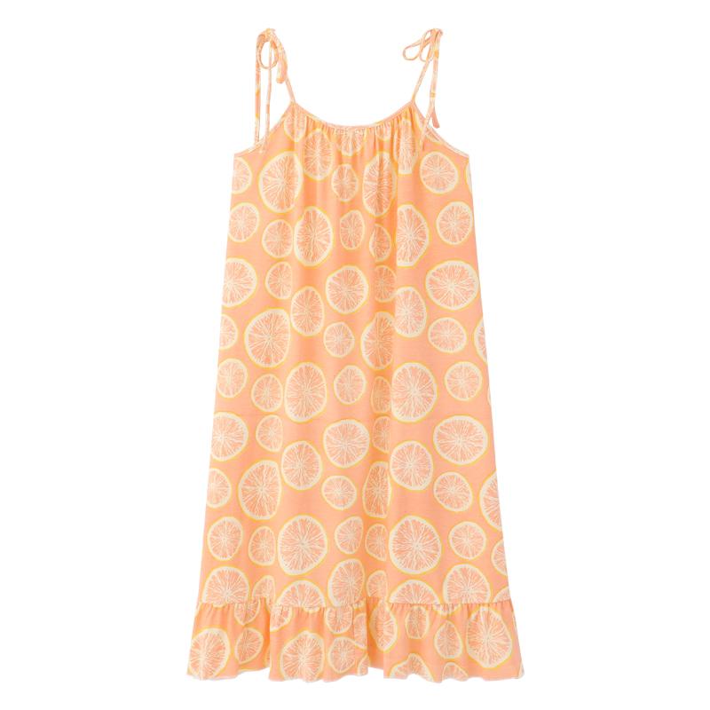 

New Night Wear Nighty Home Dress Orange Sleep Dress Sleep Wear Night Gown Nighties for Women Shirt Long Shirt, Y2011