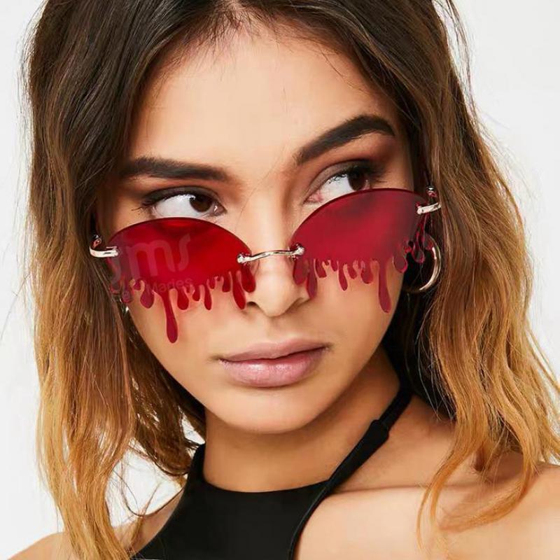

Sunglasses Street Shooting Metal Frame Tears Woman Exaggerated Colorful Personality
