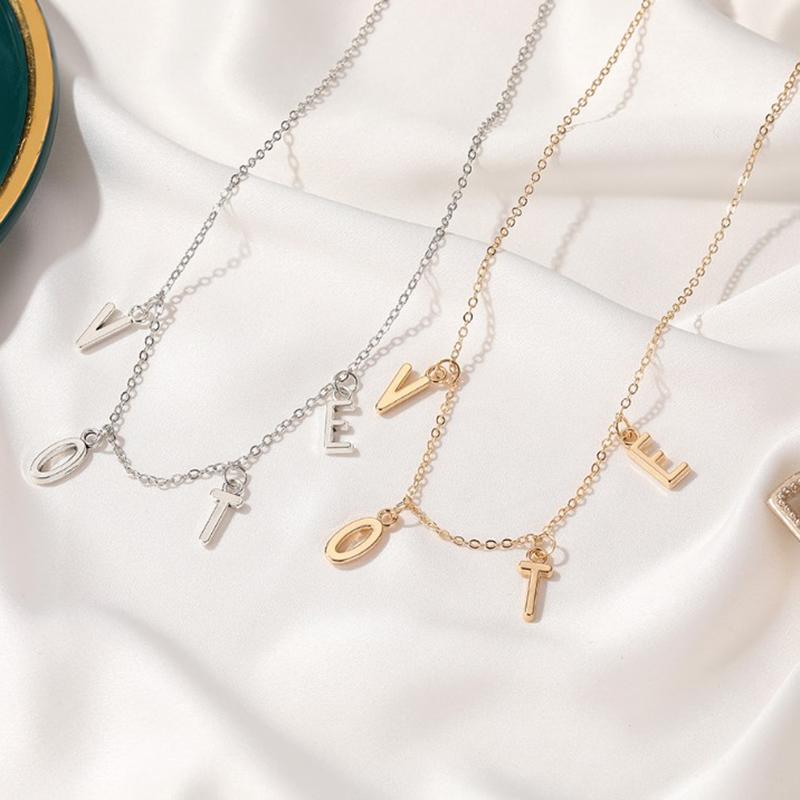 

2020 Cazador Former First Lady Of The US Michelle Obama Wears The Same VOTE Necklace Jewelry Freedom Equality Stainless Steel