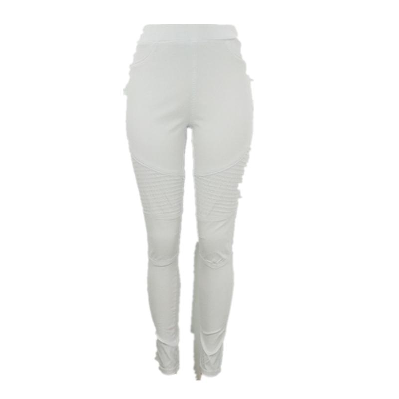

2020 New Spring Solid Color High Waist Women Pants Stretch Skinny Ladies Bottoms Fashion Casual Female Trousers, White