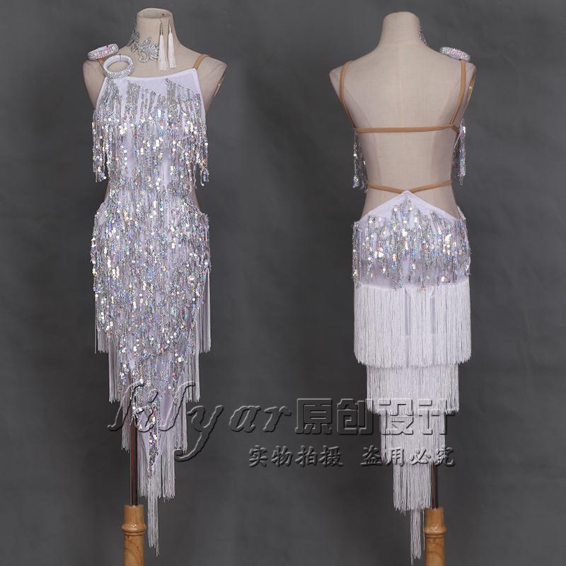 

sexy new Latin dance dress long sequins dress competition, As photo