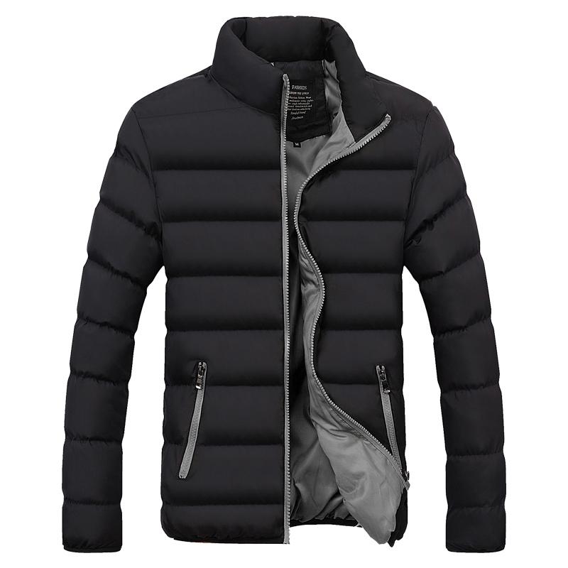 

Fleece Parka Coat Mens Winter Thick Cotton Outwear Men Fashion Jacket Male Stand Collar Casual Brand Clothing Casual Zipper Coat, Black-blue