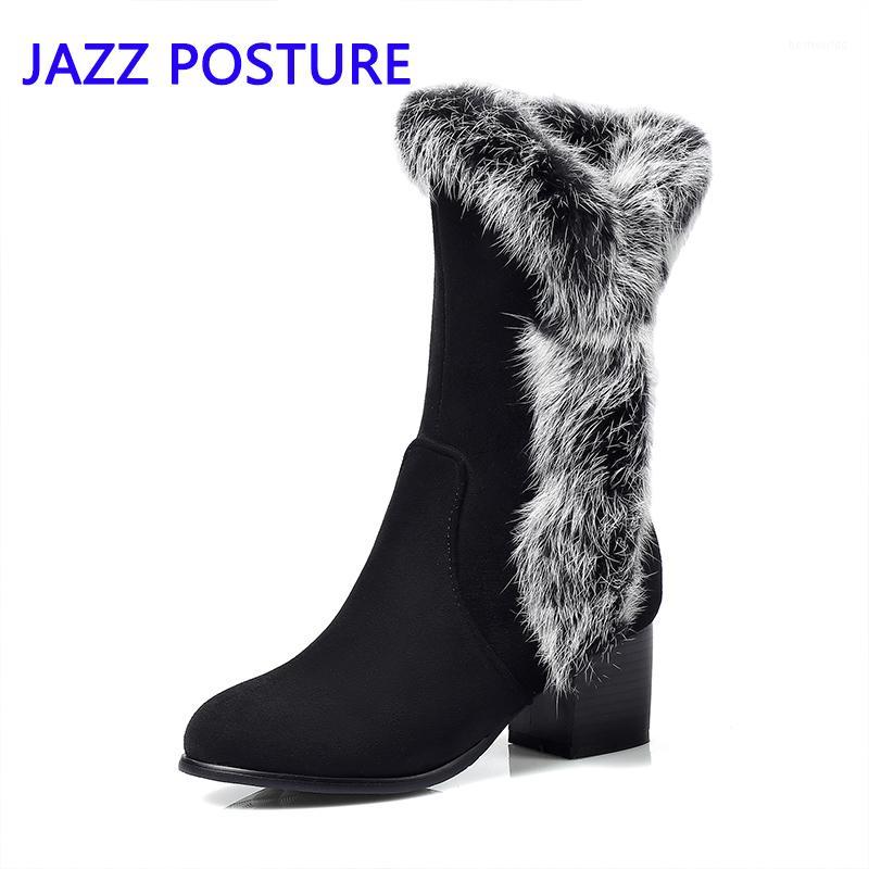 

2020Winter Plus velvet genuine hair comfortable thick mid-heeled warm wool boots women boots short Q2991, Beige