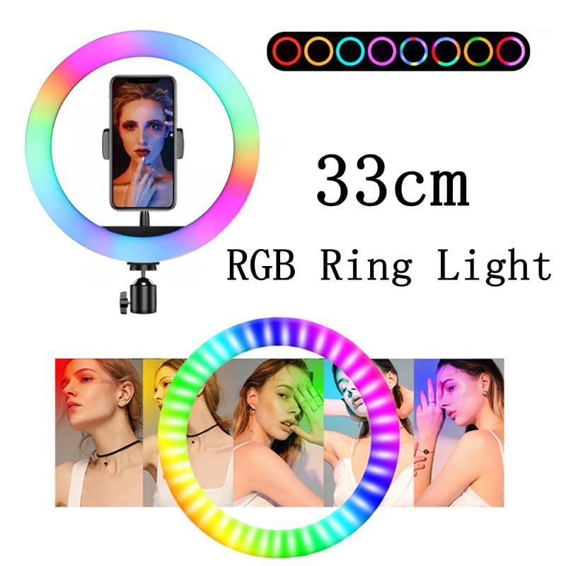 

33cm RGB Dimmable Ring Lamp LED Selfie Light Ring with Tripod for Phone Youtube Video Photography Makeup Ringlight with Stand1