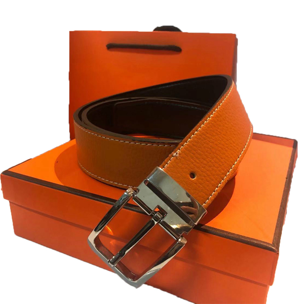 

Belt Fashion Genuine Leather Men Belt Designer Luxury High Quality Smooth Buckle Luxury Belt Jeans Cow Strap, Silver