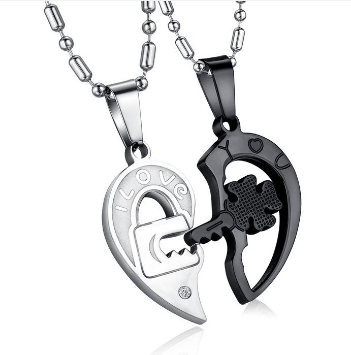 

1 pair Fashion Men's women Couple Heart Shape I Love You Pendant Necklace Unisex Lovers Couples Jewelry Fashion