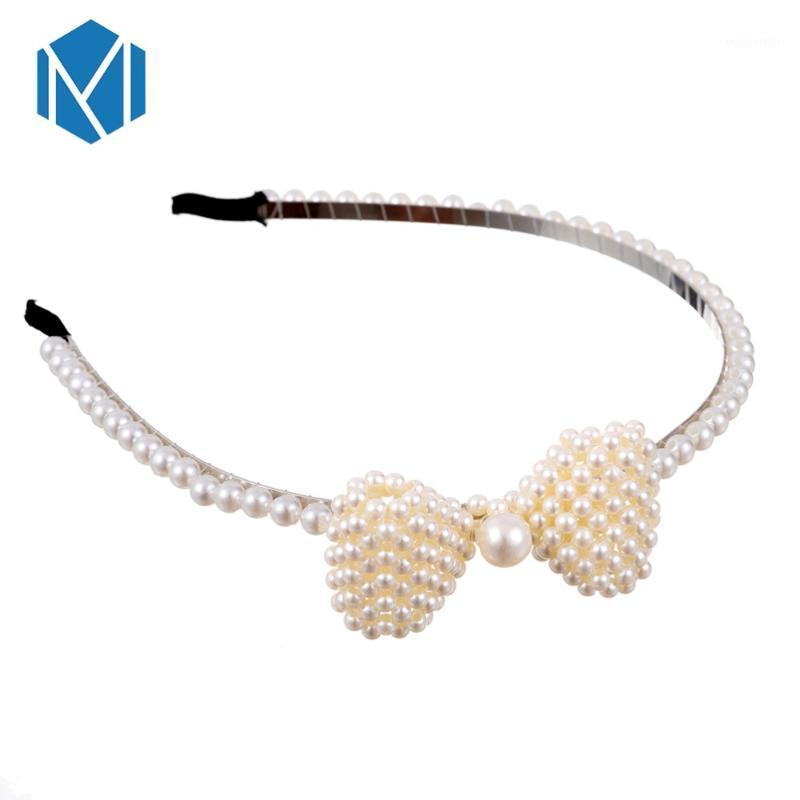 

M MISM Luxury Bow-knot Pearl Alloy Hair Band For Woman Girls Leaves Handmade Headband Ladies Hairband Hair Accessories Crown1, Silver