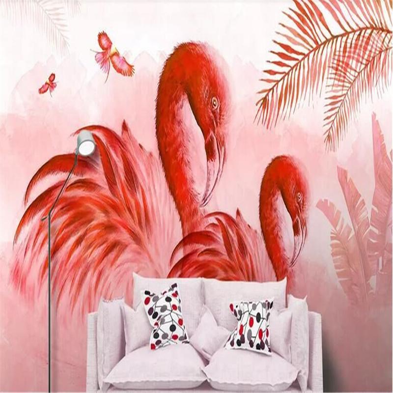

Hand-painted oil painting tropical plants flamingo modern fashion background wall decorative painting manufacturers wholesale wa, As pic