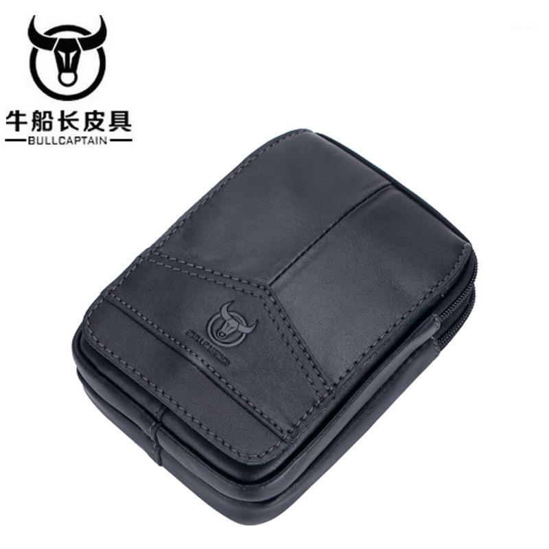 

BULLCAPTAIN Men Waist packs Genuine Leather Vintage Travel Cell Phone Bag Waist Bag Small bags fanny pack belt 2 color1, Black