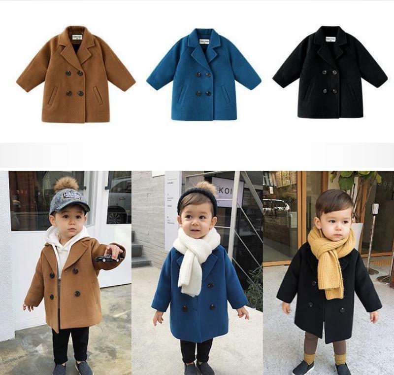 

Winter Grid Jackets Boys Girls Woolen Double-breasted Baby Boy Trench Coat Lapel Kids Outerwear Coats Wool Coat wmtCLY mx_home, Green