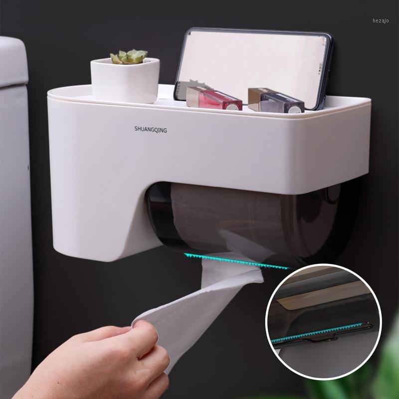 

Bathroom Shelves Portable Toilet Paper Holders Wall Mounted Plastic Tissue Box Paper Holder Waterproof Bathroom Organizer Box1