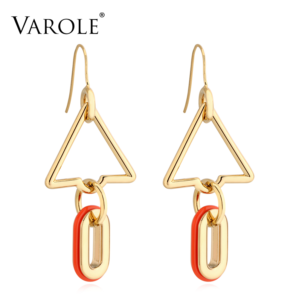 

VAROLE New Arrival Colorful Earrings for Women Simple Style Gold Color Drop Long Earrings Jewelry Wholesale Earring Girl