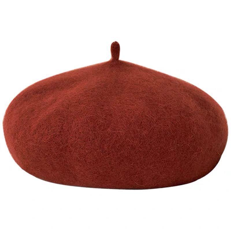 

Women girls Beret Artist Warm Wool Blend Winter Hat Retro Plain Beret Solid Color Elegant Ladies Winter Hat, Pink