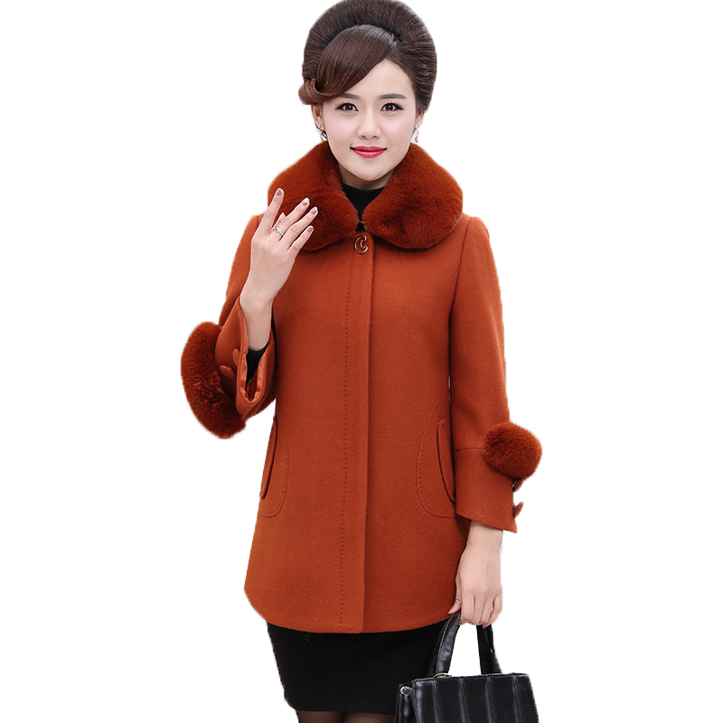 

Middle-aged Woman 2021 Female Winter Fashion Mother Temperament Hot Wool Jacket Outerwear Plus Size 5xl R542 Zlev, Coffee color 2