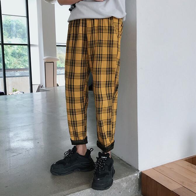 

Streetwear Plaid Casual Straight Harem Pants Hip Hop Plus Size Pants men/women 201106, Gray