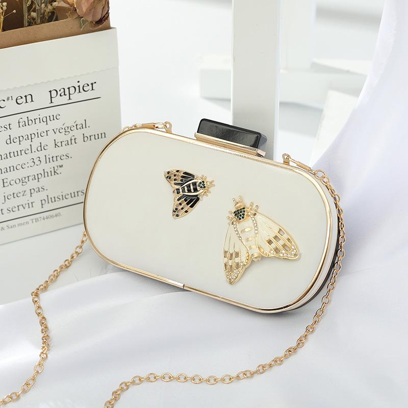 

Fashion Bag 2021 Butterfly Pattern Cocktail Purse Handbag Women Money Clutch Purse Evening Bags 2 Colors, White