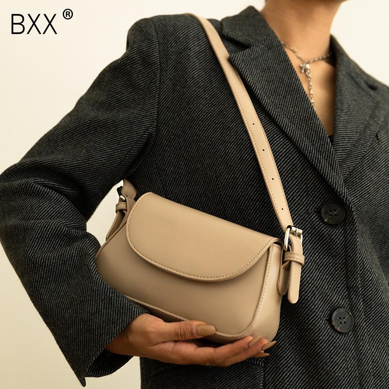 

[BXX] Ladies Vintage PU Leather Bags for Women 2021 Fashion Crossbody Shoulder Bag Lady Trend Handbags and Purses HQ642, Brown