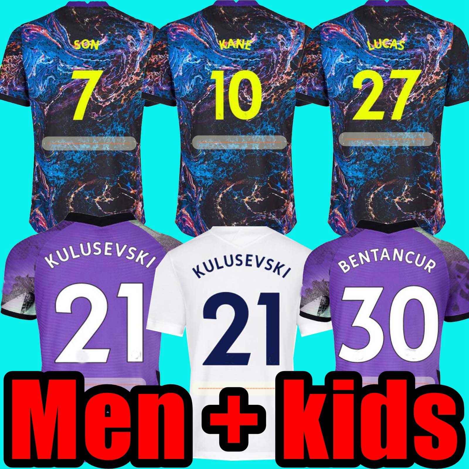 

KULUSEVSKI 21Bentancur 30 KANE SON BERGWIJN Soccer Jerseys HOJBJERG colorful Away 21 22 LUCAS Third 3rd Tottenham Football shirt BRYAN purple tops Men kids, Lvp