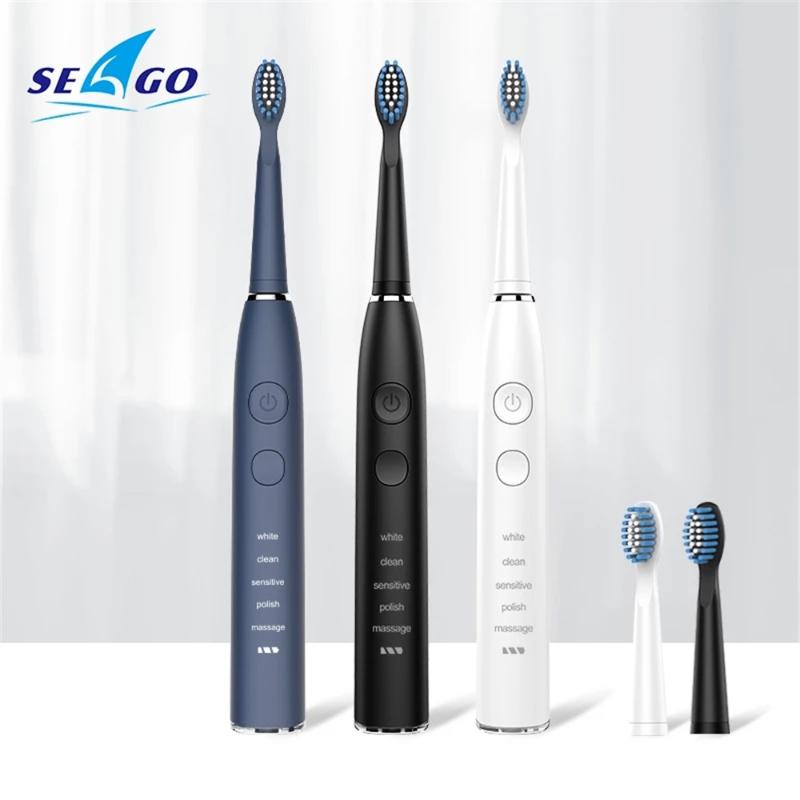

SEAGO Electric Toothbrush Smart Rechargeable Sonic for 5 modesclean gift Set with 4 Brush Heads & 1 Interdental brush SG575tool