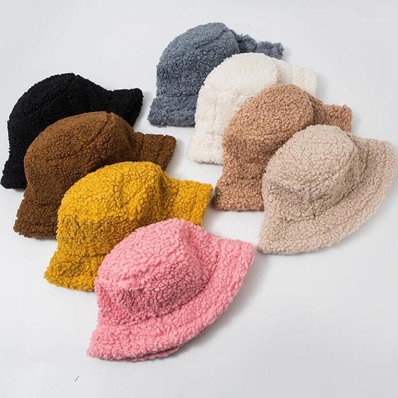 

Women Hat Solid Artificial Fur Warm Female Cap Faux Fur Winter Bucket Hat for Women Outdoor Sunscreen Sun Panama Lady Cap1, Yellow