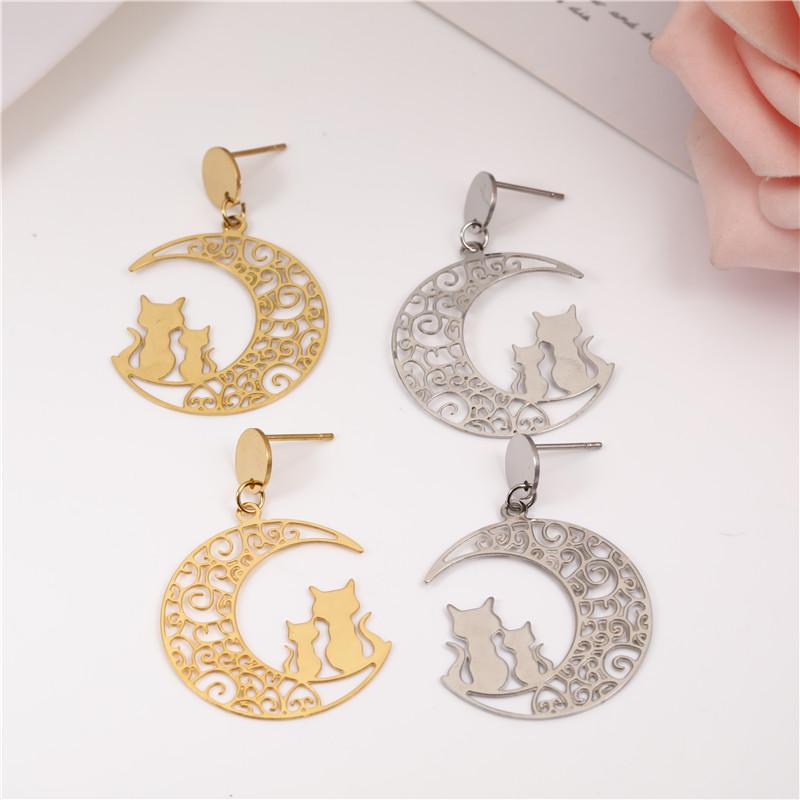 

OUFEI Stainless Steel Jewelry Woman Moon Earrings 2020 Fashion Jewelry Summer Accessories For Lovers Drop Earrings Set