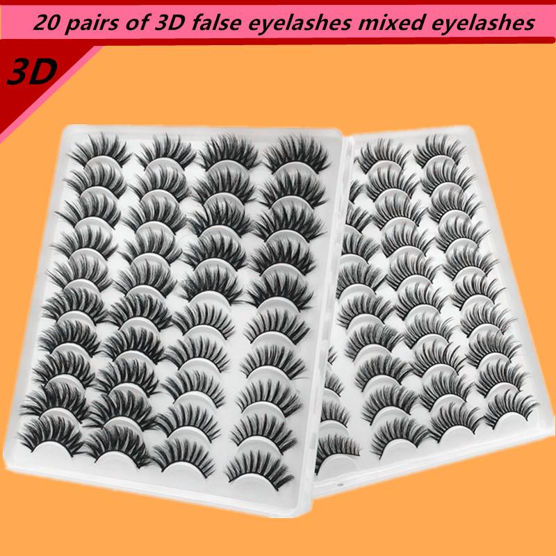 

20 pairs makeup false eyelashes 15-20mm natural 3D false eyelashes natural soft mink tool free shipping