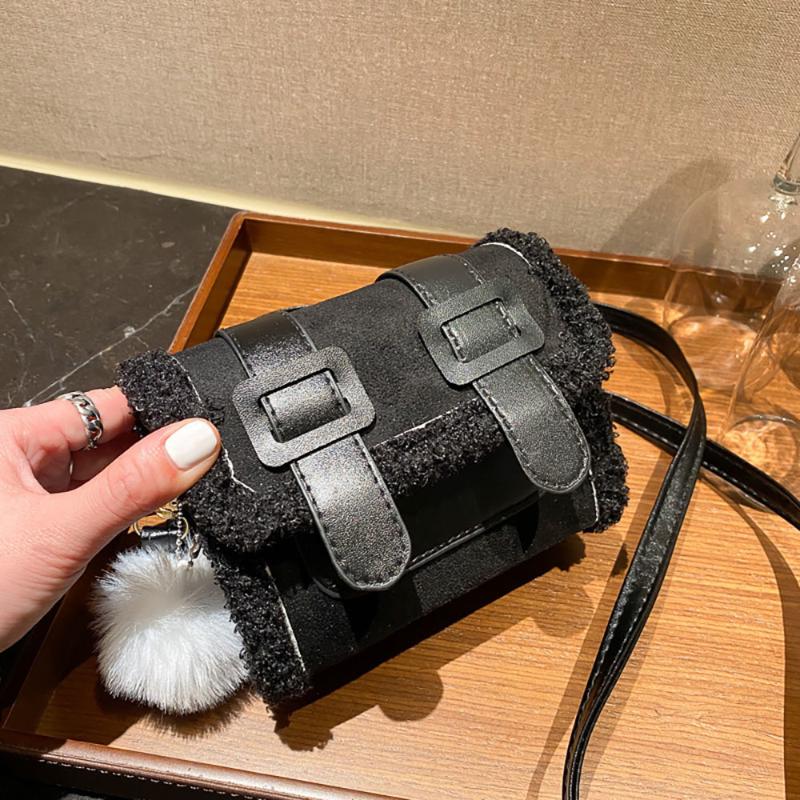 

Evening Bags Winter Warm Handbags For Women Designers Faux Fur Female Shoulder Bag PU Leather Crossbody Girls