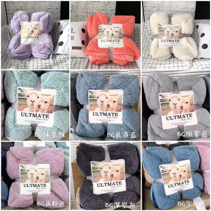

Modern simple Pure Color Lamb Cashmere Blanket Thicken for Winter Autumn Office Nap Flannel Blankets Bedding for Christmas Gift