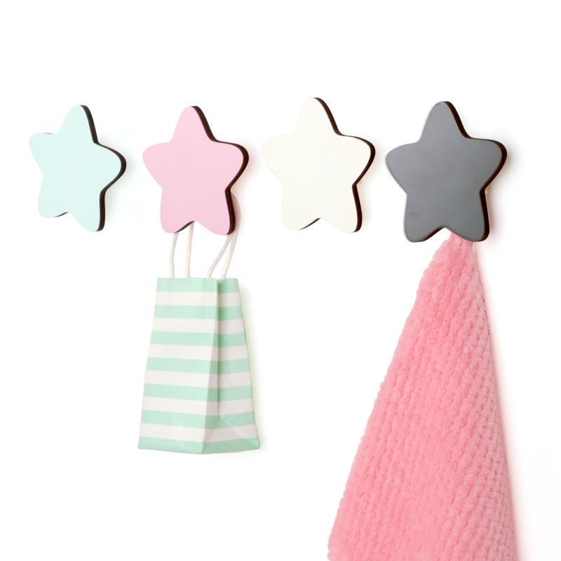 

1 Set Natural Wood Clothes Hanger Wall Mounted Household Rack Star Cloud Coat Hook Key Holder Hat Scarf Handbag Storage Hanger