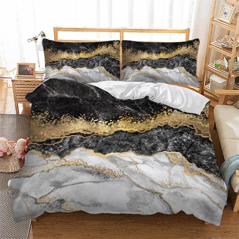 

Wongs bedding gold marble Bedding Set Duvet Quilt Cover Single Double  Queen King Size 3pcs, As pic