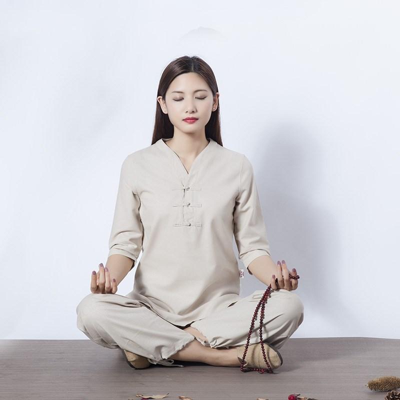 

Women Yoga Tai Chi Kungfu Meditation Uniforms Cotton Linen Loose Jogging Fitness Outfit Casual Set Sportswear Sweatshirt+pant, Green